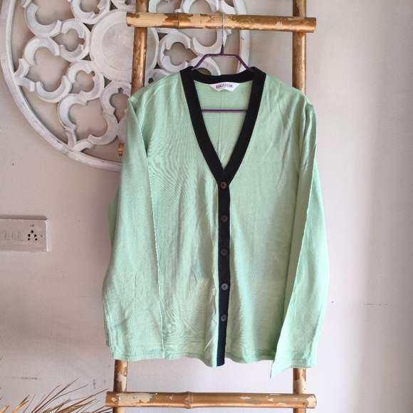 Escalier Sweaters - Mint and Navy Escalier Cardigan